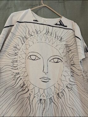White Graphic Sun-Print Women's Kaftan Dress